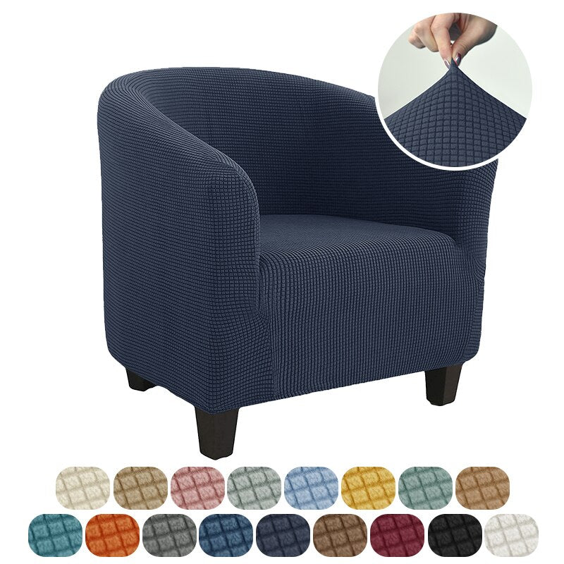 Club Chair Cover Stretch Tub Chair Slipcover Solid Color Sofa Cover Polar Fleece Couch Covers for Study Bar Counter Living Room