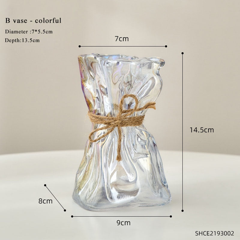 Transparent Glass Flower Vase Home Decoration Accessories Luxury Art Hydroponic Floral Bottle Room Desktop Decor ваза для цветов