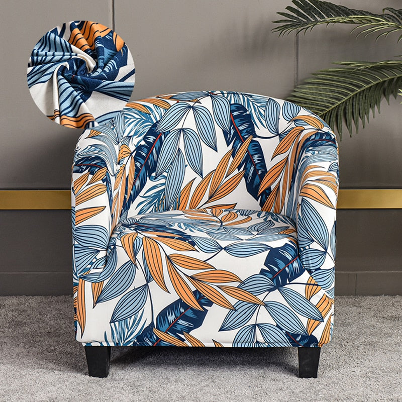 LEVIVEl Club Chair Slipcover Stretch Armchair Printed Tub Chair Cover Sofa Cover Spandex Couch Cover For Bar Counter Living Room