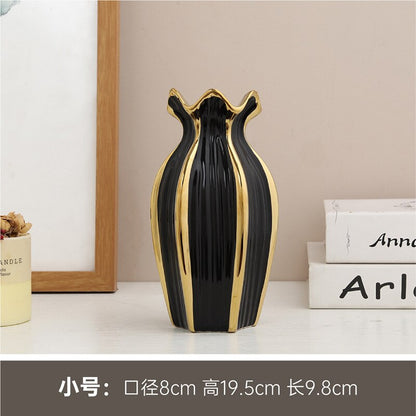 Simple Nordic ceramic vase modern electroplating ornaments creative light luxury handicraft living room flower arrangement home