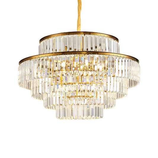 FSS Modern LED Luxury Round Golden Crystal Chandelier Lighting For Living Room Dining Room Lamp Bedroom Indoor Light Fixtures