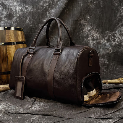 Luxury Genuine Leather Men Women Travel Bag Cow Leather Carry On Luggage Bag Travel Shoulder Bag Male Female Weekend Duffle Bag