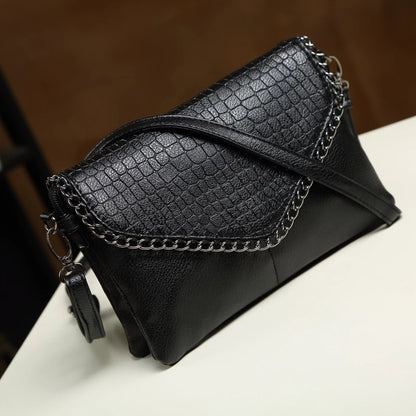 NIGEDU Casual Crossbody Bag Female Messenger Bags black PU Leather Women&#39;s Shoulder Bags Chain women Envelope clutch purses