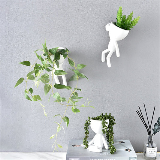 Nordic Vase Home Hanging Flower Pots White Art Character Pot Vase Garden Pots Planters Wall Sculpture Plant Pot Home Decor