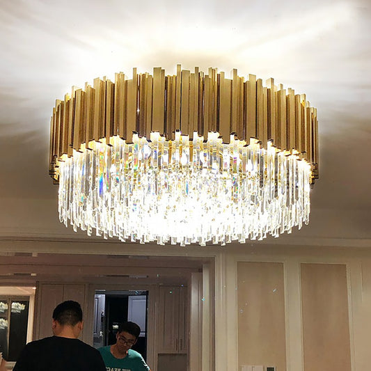 Modern Crystal Ceiling Chandelier For Living Room LED Luxury Gold Stainless Steel Lustres Cristal Lamp Hanging Fixtures Bedroom