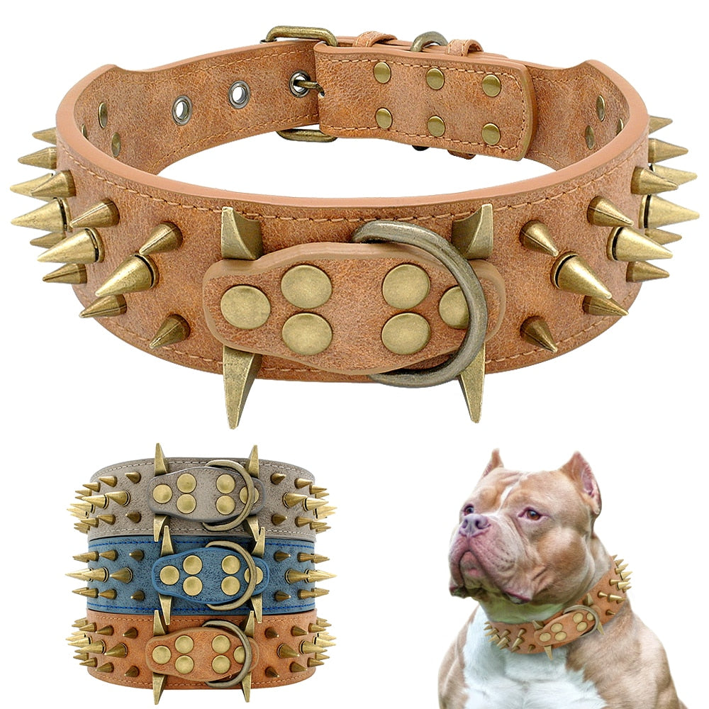 2&quot; Width Spiked Studded Dog Collar for Medium Large Dogs Pitbull German Shepherd PU Leather Pet Collars Cool &amp; Fashion