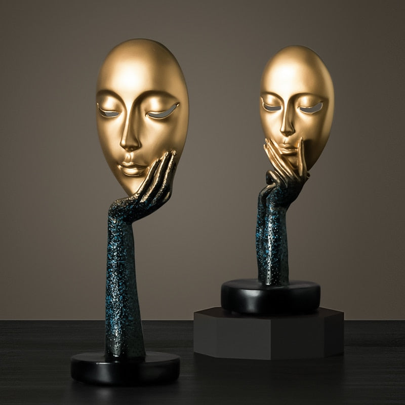 Funny Face Statues for Decorative Figurines Home Decoration Ornamental Accessori Sculpture Modern Resin Art table top home decor