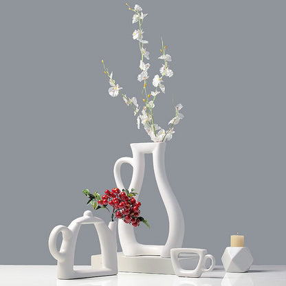 White Ceramic Flower Pot Fashion Modern Style Wedding Decorative Vase  Home Decoration Accessories Tabletop Teapot Vase Planter