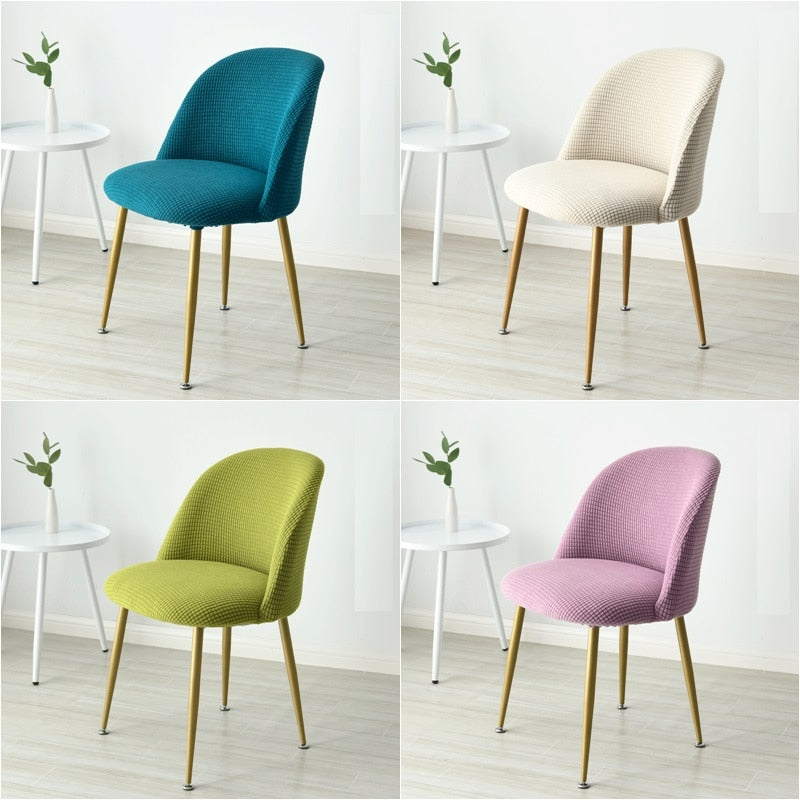 Low Back Accent Short Back Curved Backrest Small Chair Cover Big Elastic Stretch Cushion Seat Soft Fabric Seat Cover Solid Color