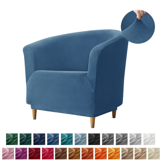 Leisure Velvet Club Bath Tub Armchairs Chair Covers Stretch Sofa Slipcover Removable Sofa Couch Cover Bar Counter Solid Color