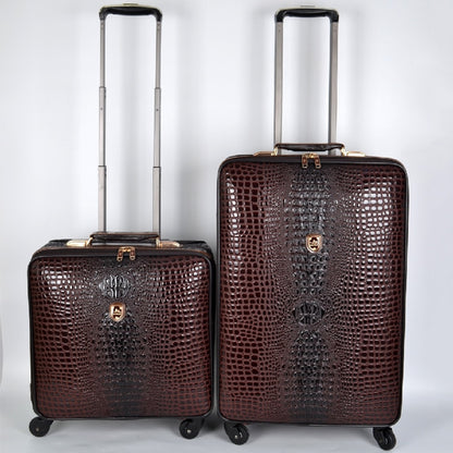 Genuine leather crocodile pattern trolley luggage universal wheel 16/20/24 inch luxury travel suitcase for men and women