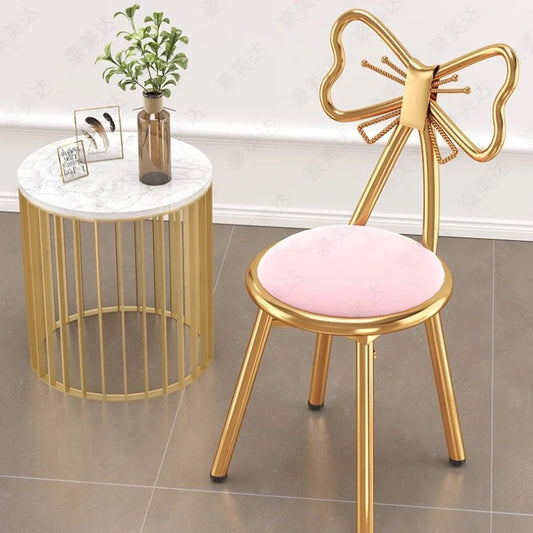 Pink Chair Simple Modern Luxury Butterfly Chair Makeup Dressing Table Stool Nordic Girl Backrest Accent Chairs Living Room