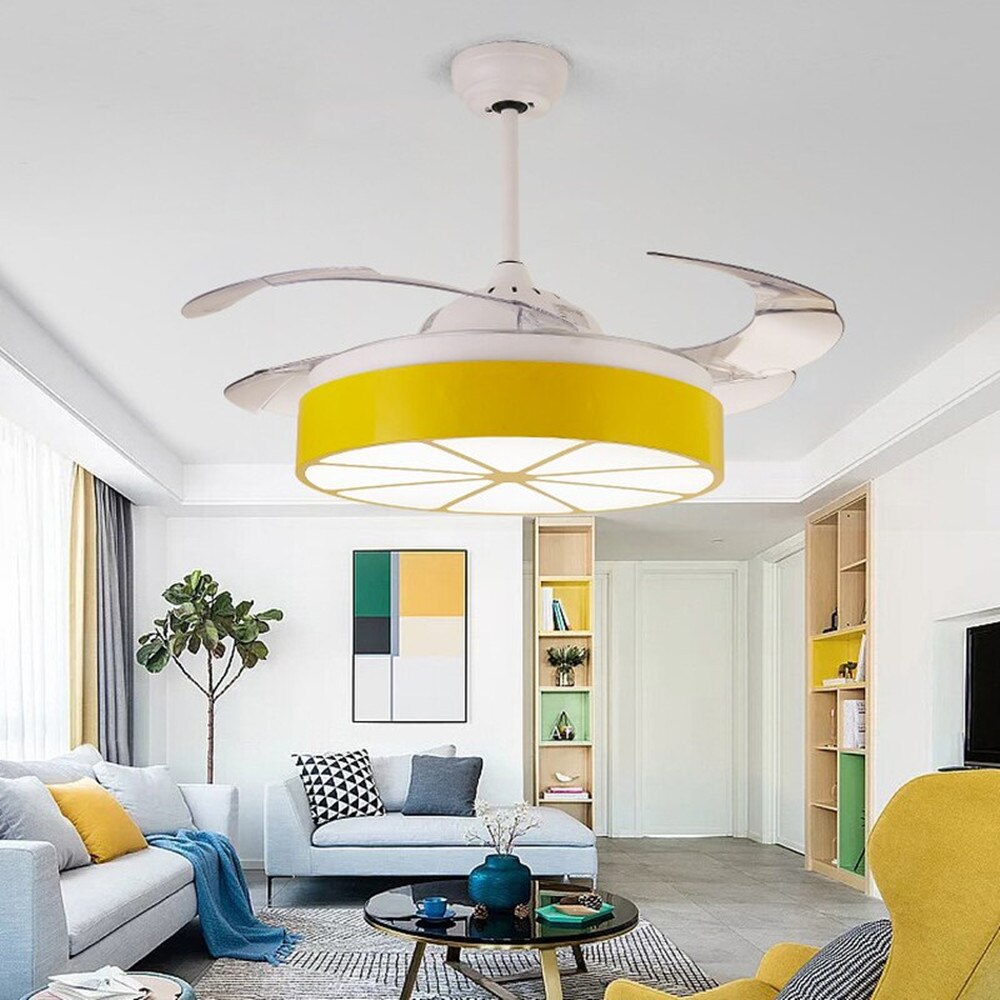 Led Celing Fan Pendant Light Lamp Chandelier Children's 42 inch with remote control Cartoon Suspension Boys' Lighting Bedroom