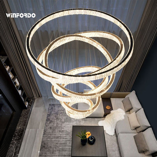 2023 Luxury LED Crystal Chandelier Pendant Lamp For Staircase 110V / 220V Winfordo Lighting Fixture IN STOCK