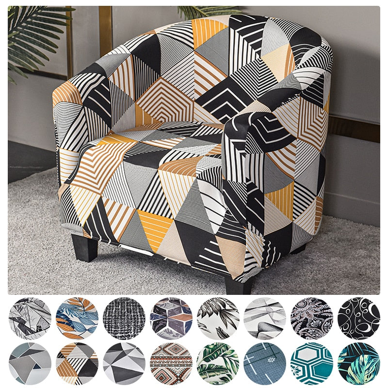 LEVIVEl Club Chair Slipcover Stretch Armchair Printed Tub Chair Cover Sofa Cover Spandex Couch Cover For Bar Counter Living Room