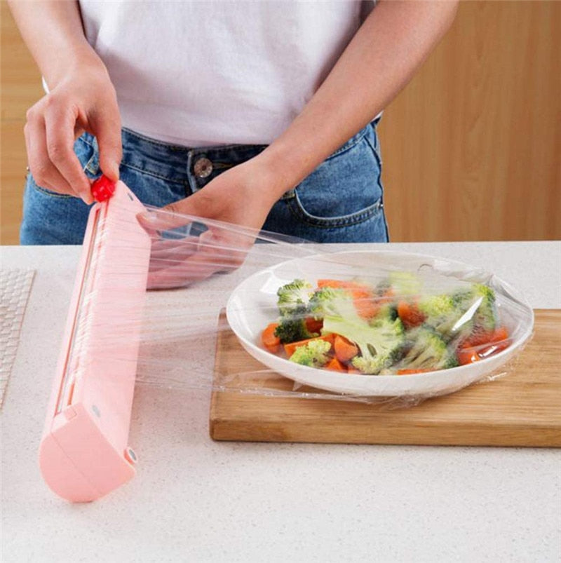 Foil Cling Film Cutter Food Wrap Dispenser Kitchen Tool Knife Type Cling Film Cutting Box Plastic Sharp Cutter Storage Holder