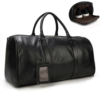 Natural Cowskin Travel Bags Waterproof Men&#39;s Leather Overnight Bag Handbag For Plane Luggage Men Male Weekend Bag Business 55cm