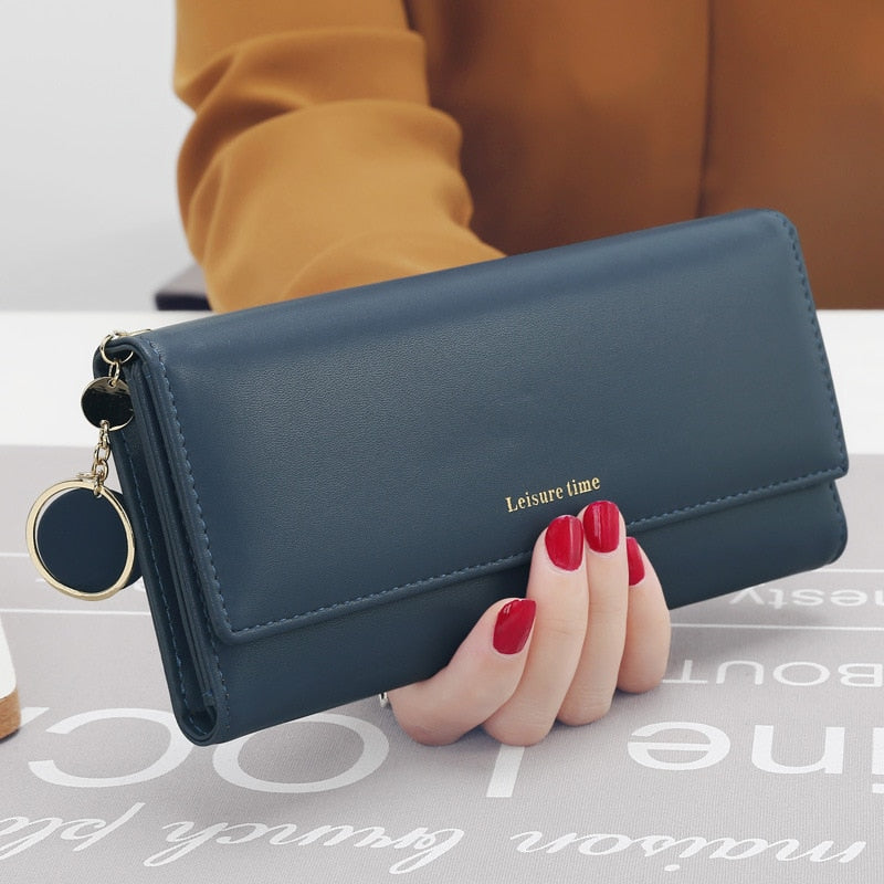 aliwood Brand Leather Women Wallets New Female Clutch Fashion Letter Long Tri-fold Wallet Purse Fresh Card Holder Cartera Mujer